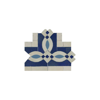 Mosaic House Moroccan tile Zitoune T Corner 15-1-2 Cobalt Blue White Light Blue   